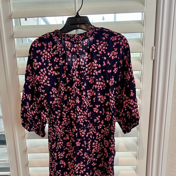 NWT Draper James Martina Popover Dress Navy Cherry Blossom - Picture 2 of 2